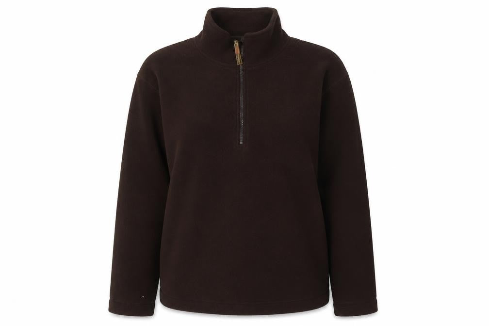 Front view of Suzanne Grae women’s brown pullover sweatshirt, size M