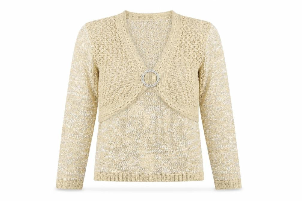 Front view of Ann Marie women’s gold jumper, size S