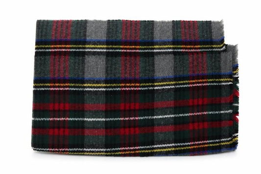 Front view of Preworn unisex multicoloured plaid shawl/wrap