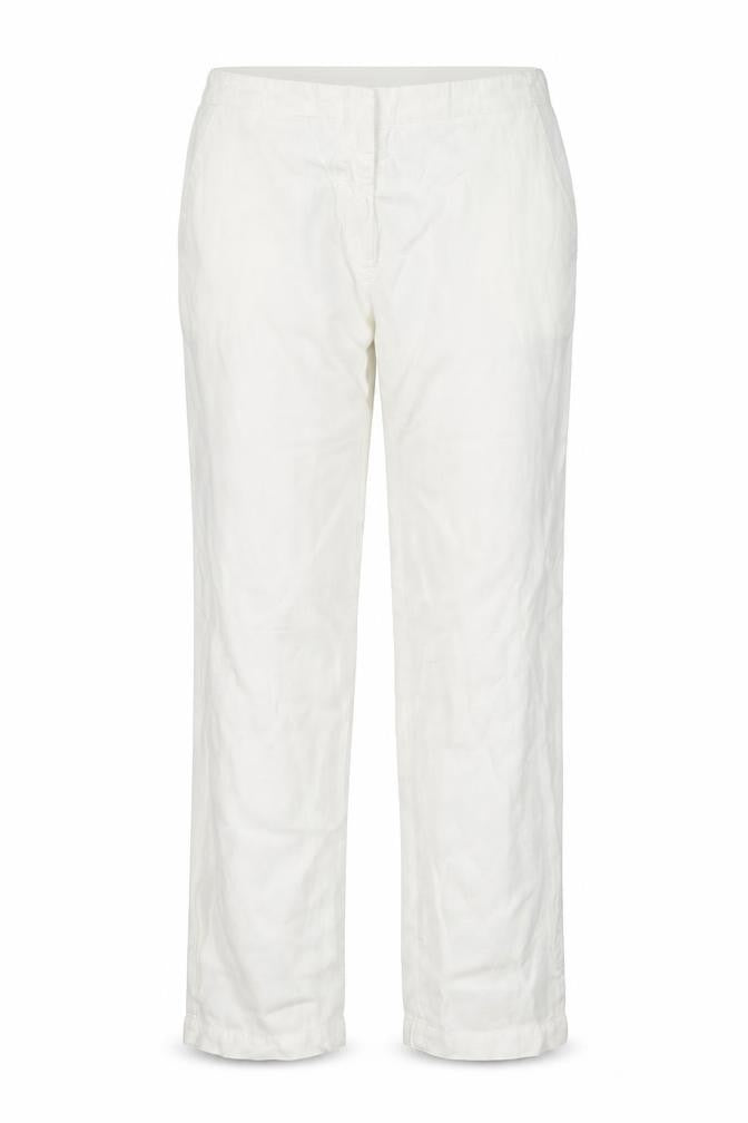 Front view of Beach Cafe women’s ivory trousers, size L, 31-inch leg