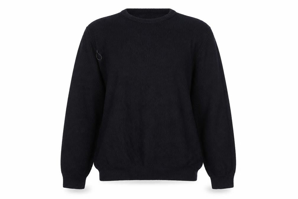 Front view of M&Co women’s blue knit jumper, size L