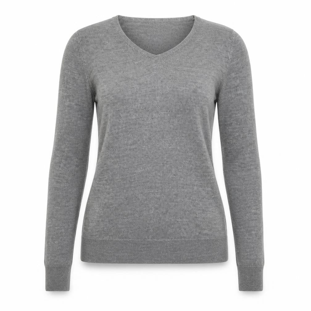 Front view of Atmosphere women’s grey knit basic t-shirt, size UK 6