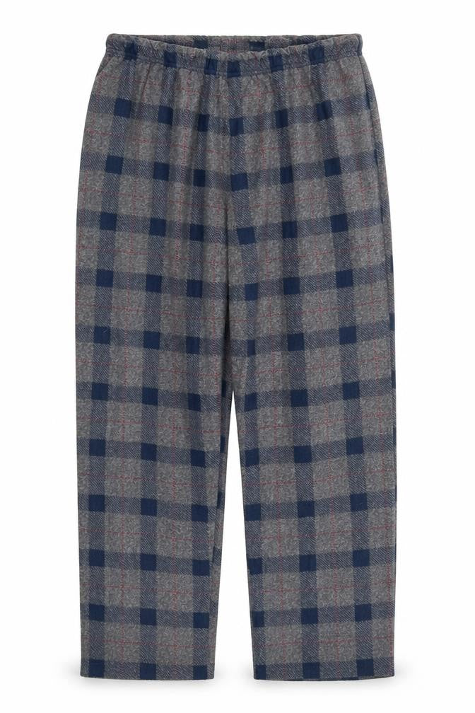 Front view of F&F men’s blue check trousers, size XL, 29-inch leg