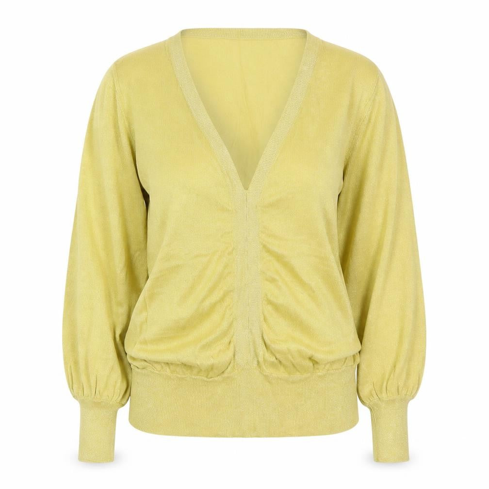 Front view of Next women’s yellow knit jumper, size UK 16
