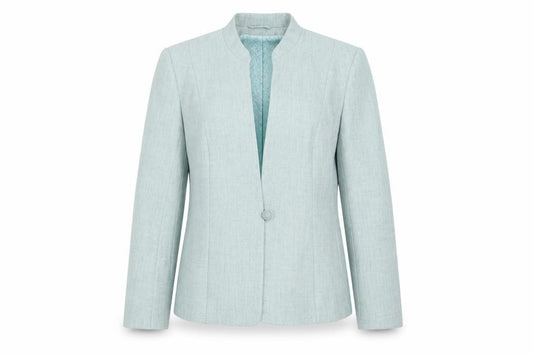 Front view of Autonomy women’s blue jacket, size UK 16