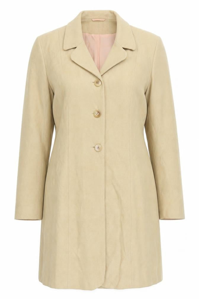 Front view of Wallis women’s beige pea coat coat, size UK 12