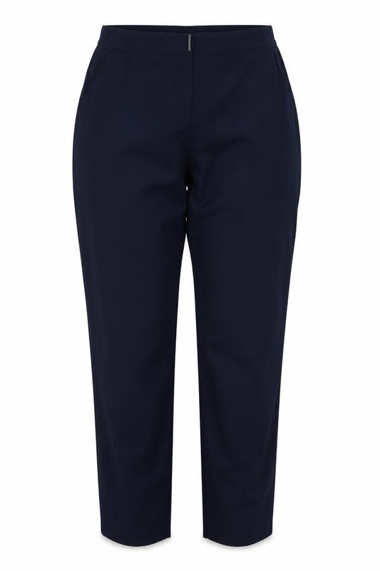 Front view of Magi women’s blue trousers, size UK 14, 28-inch leg