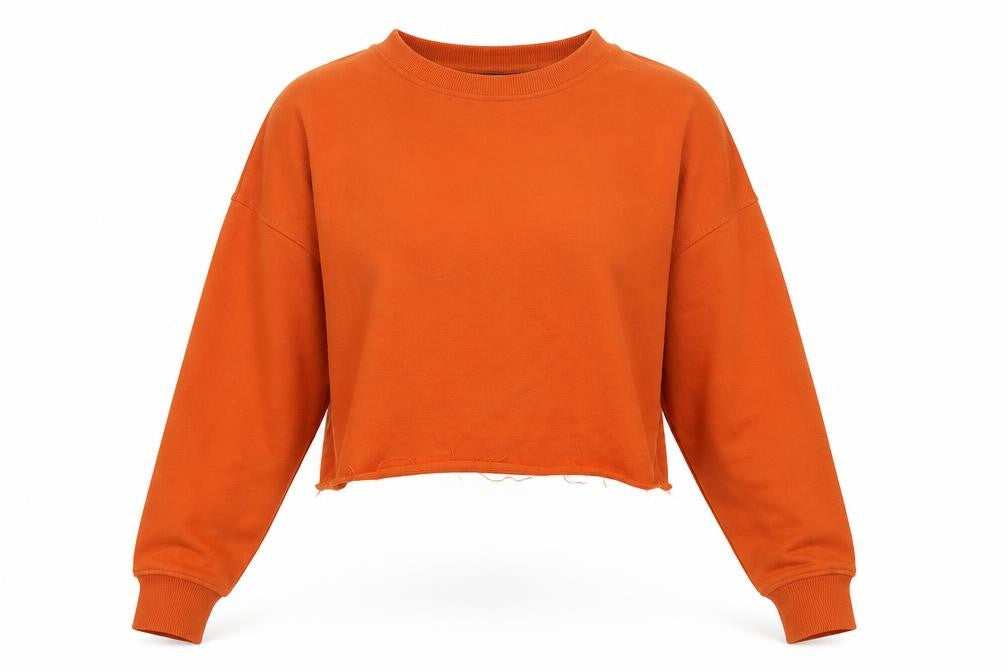 Front view of Misspap women’s orange jumper, size UK 10