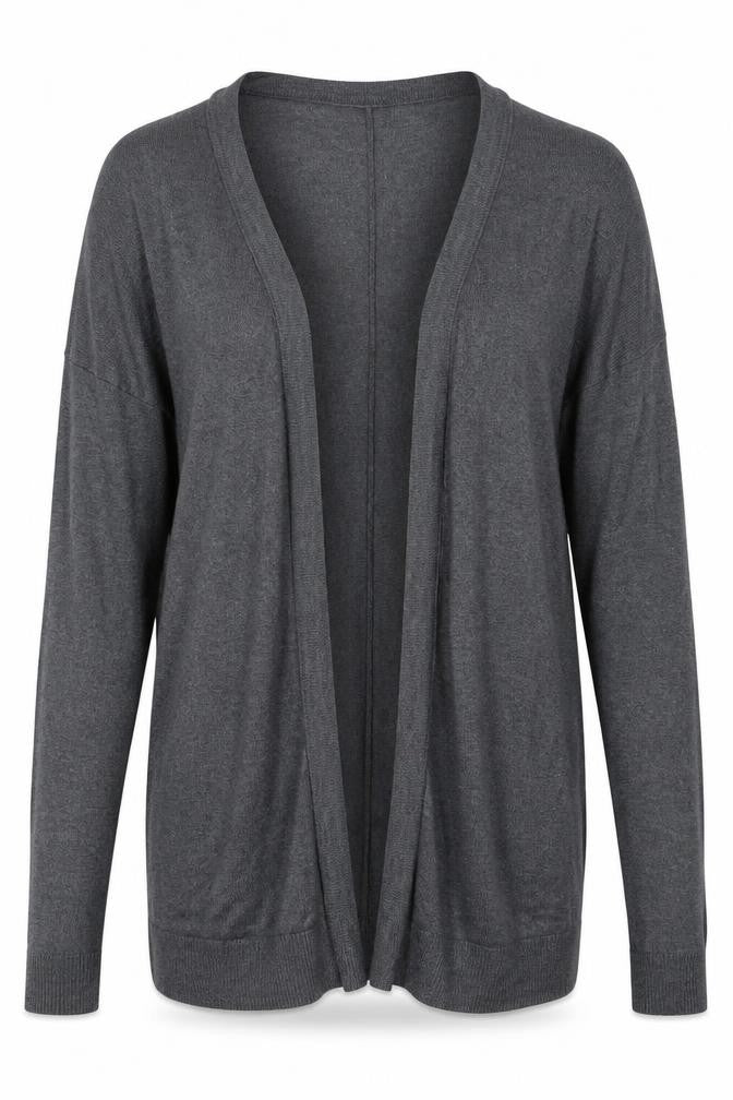 Front view of H&M women’s grey knit cardigan jumper, size S