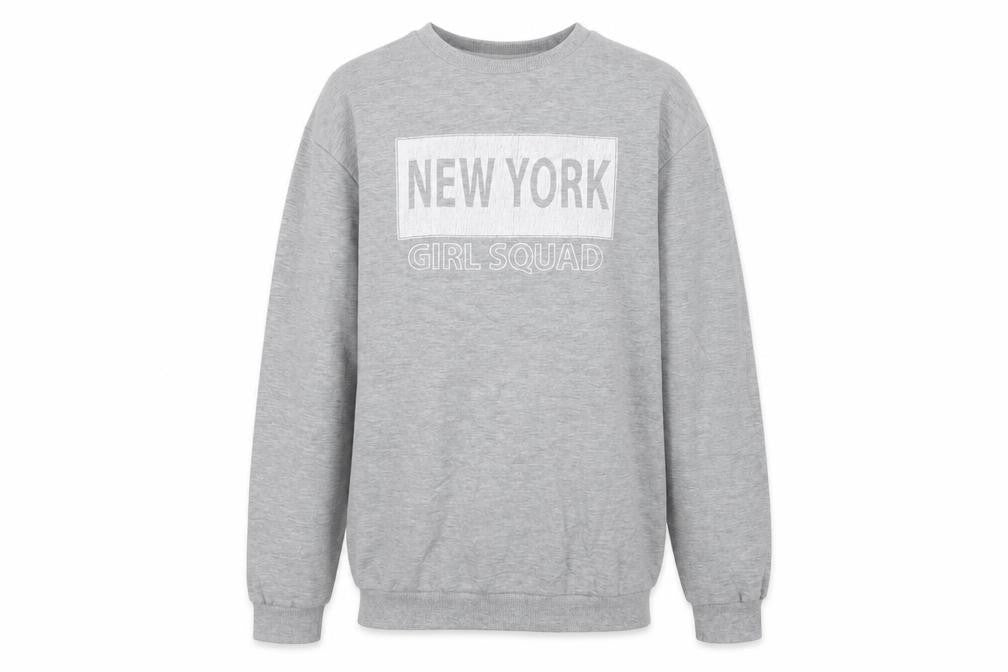 Front view of Pep&Co girls’ grey jumper, size 11-12, years