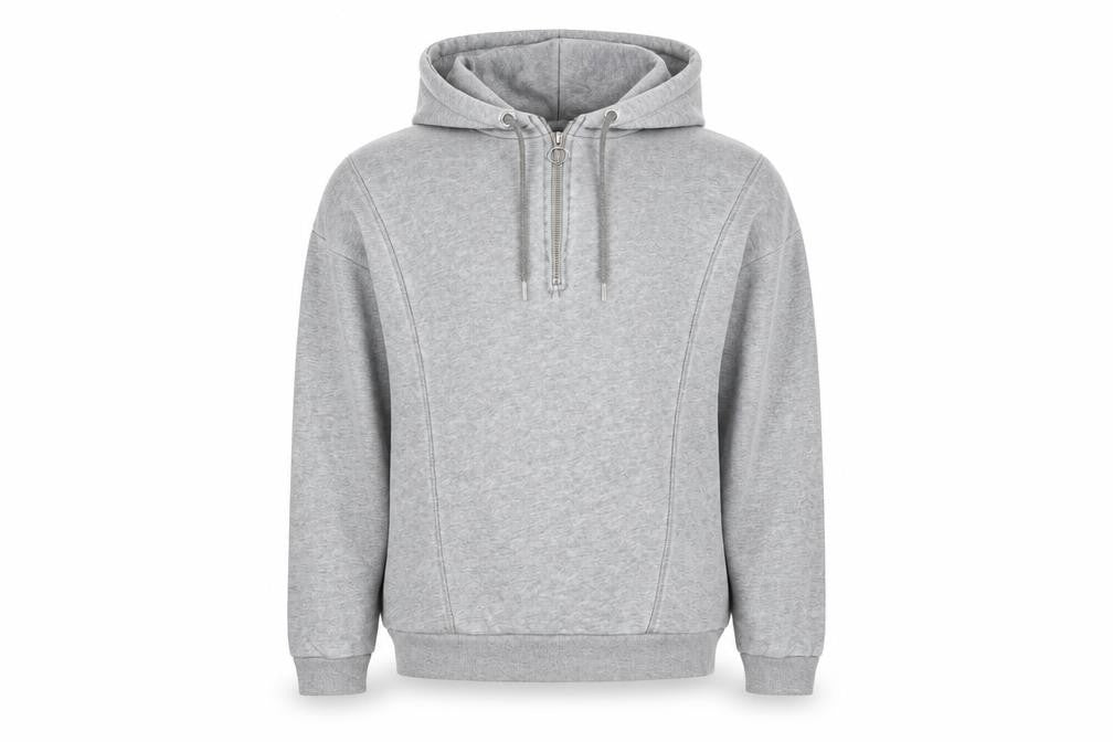 Front view of Primark women’s grey pullover hoodie, size UK 10