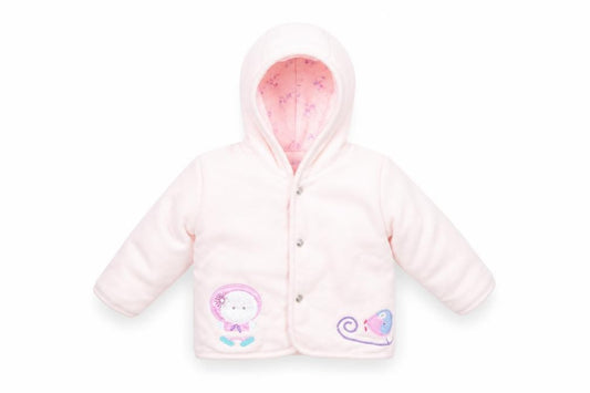 Front view of Marks & Spencer girls’ pink jacket coat, size 0-3, months