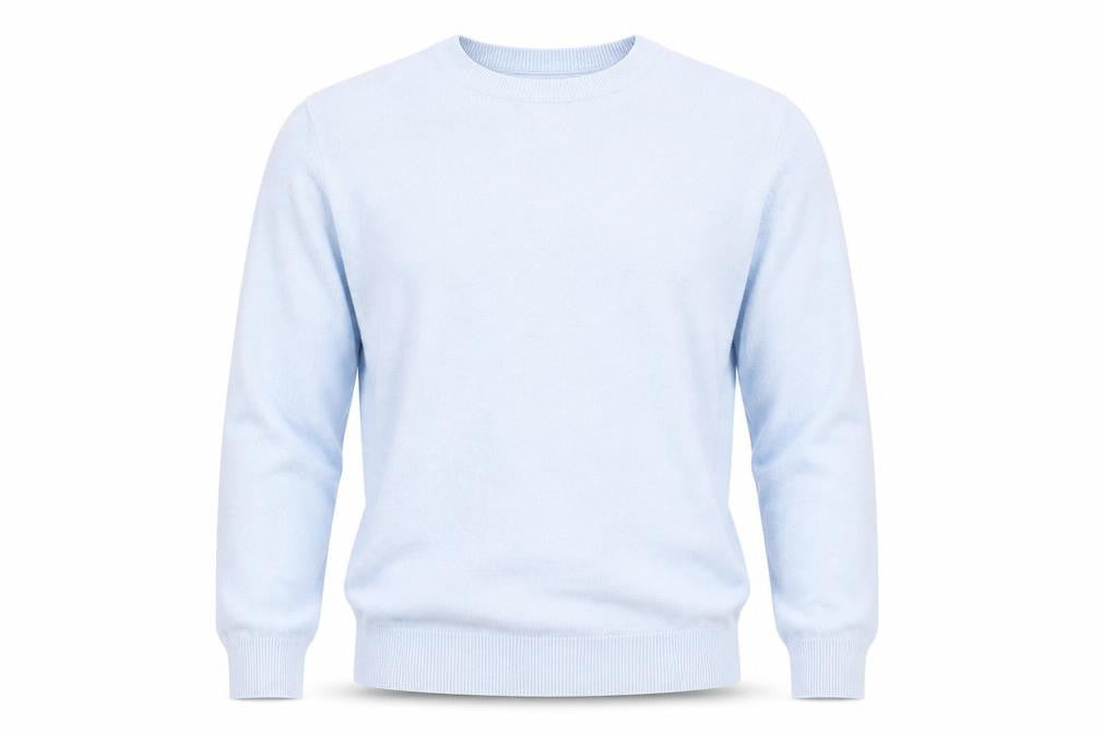 Front view of John Devin men’s blue pullover sweatshirt, size M