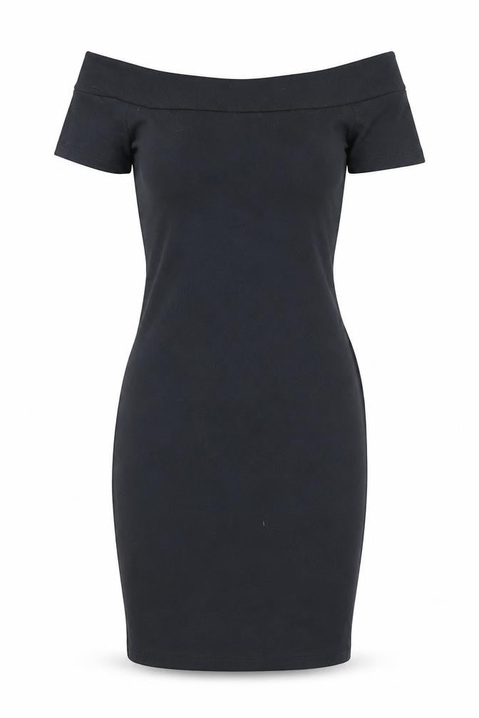 Front view of Atmosphere women’s black t-shirt dress, size UK 6