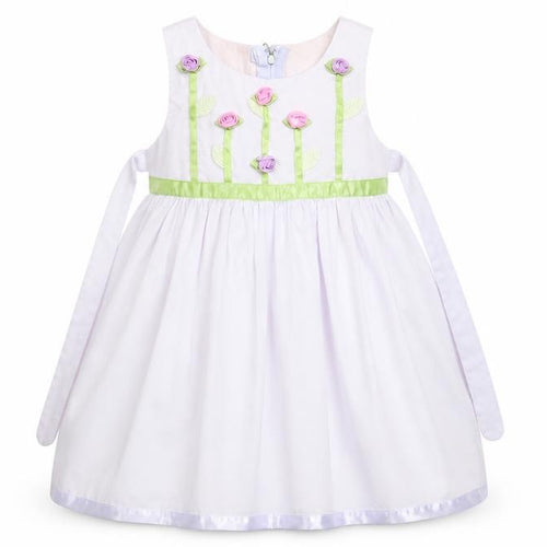 jenny Annie Dots Girls White Floral  A-Line  Size 3 Years