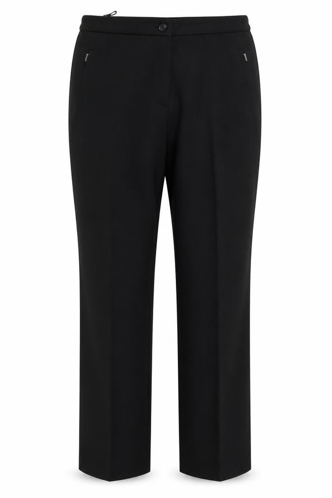 Front view of Marks & Spencer women’s black trousers, size UK 10, 30-inch leg