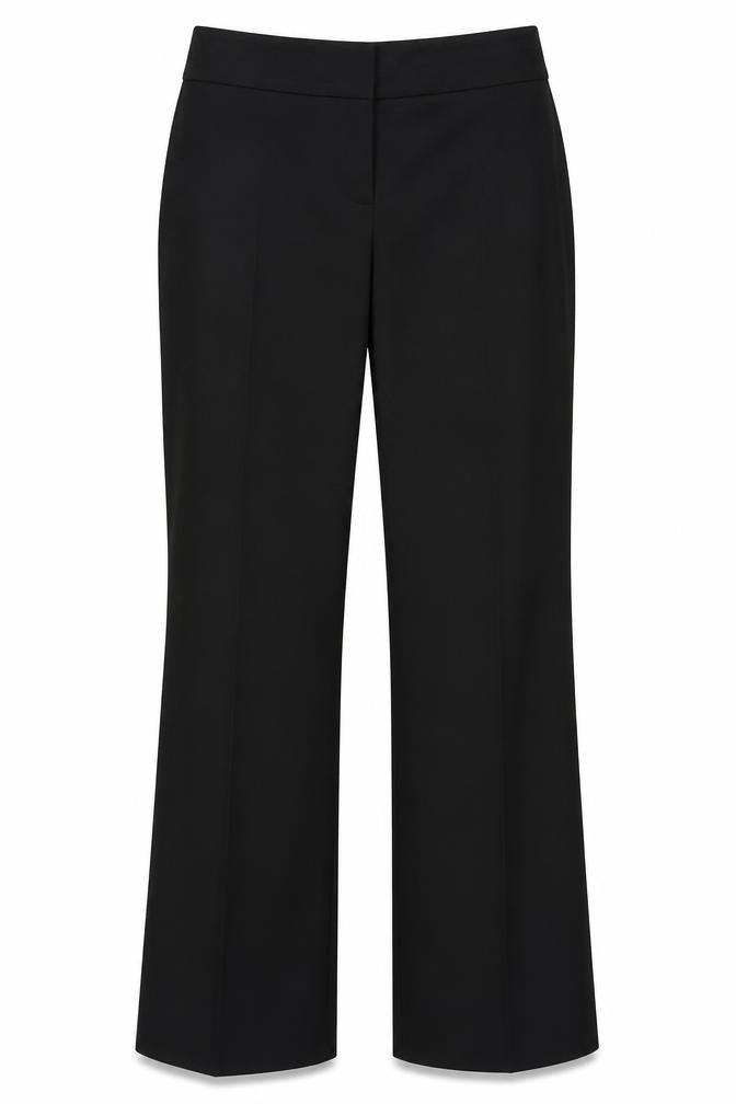 Front view of Warehouse women’s black trousers, size UK 12, 30-inch leg