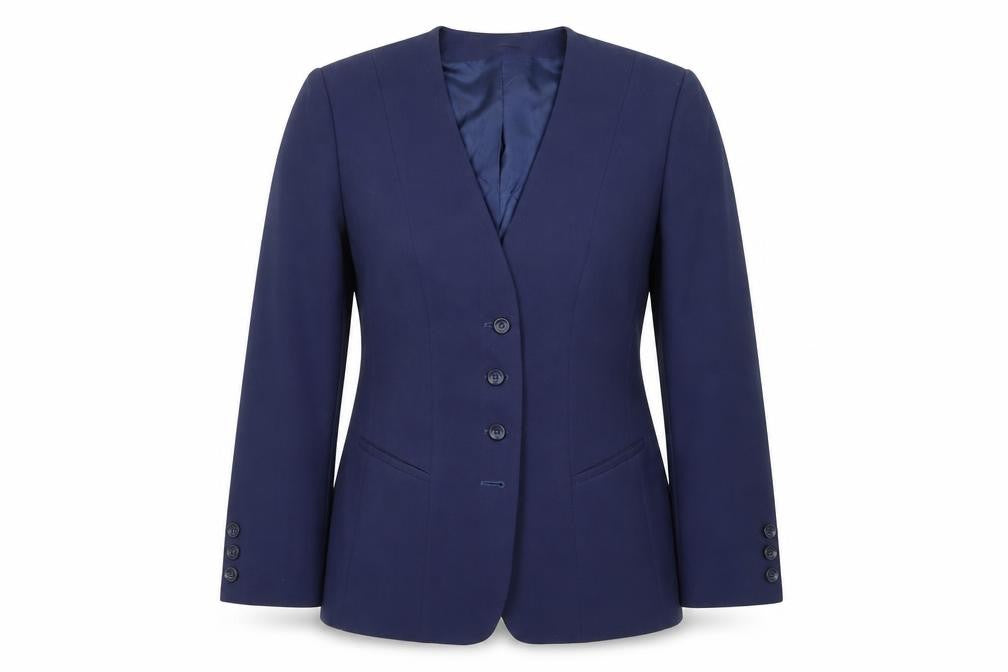 Front view of Bianca women’s blue jacket blazer, size UK 12