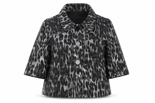 Front view of Primark women’s multicoloured geometric overcoat coat, size UK 14