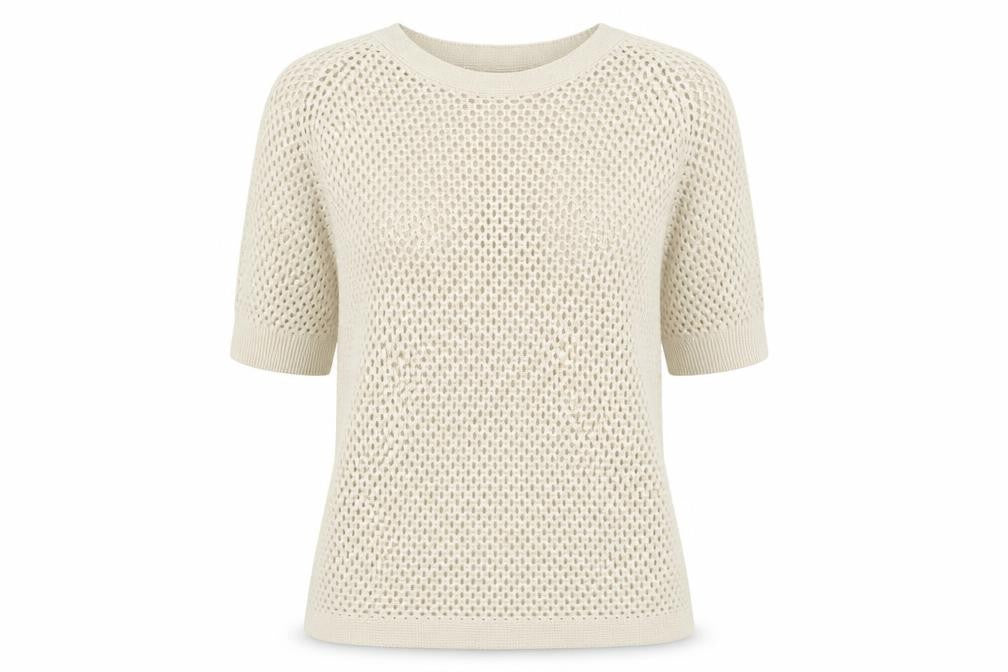 Front view of Body Flirt women’s beige basic t-shirt, size S