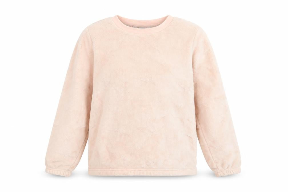 Front view of Primark girls’ pink geometric top pyjama top, size 11-12, years - star pattern