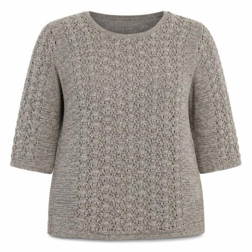 Alessa W Womens Beige  Knit Pullover Jumper Size 20  - open knit detail