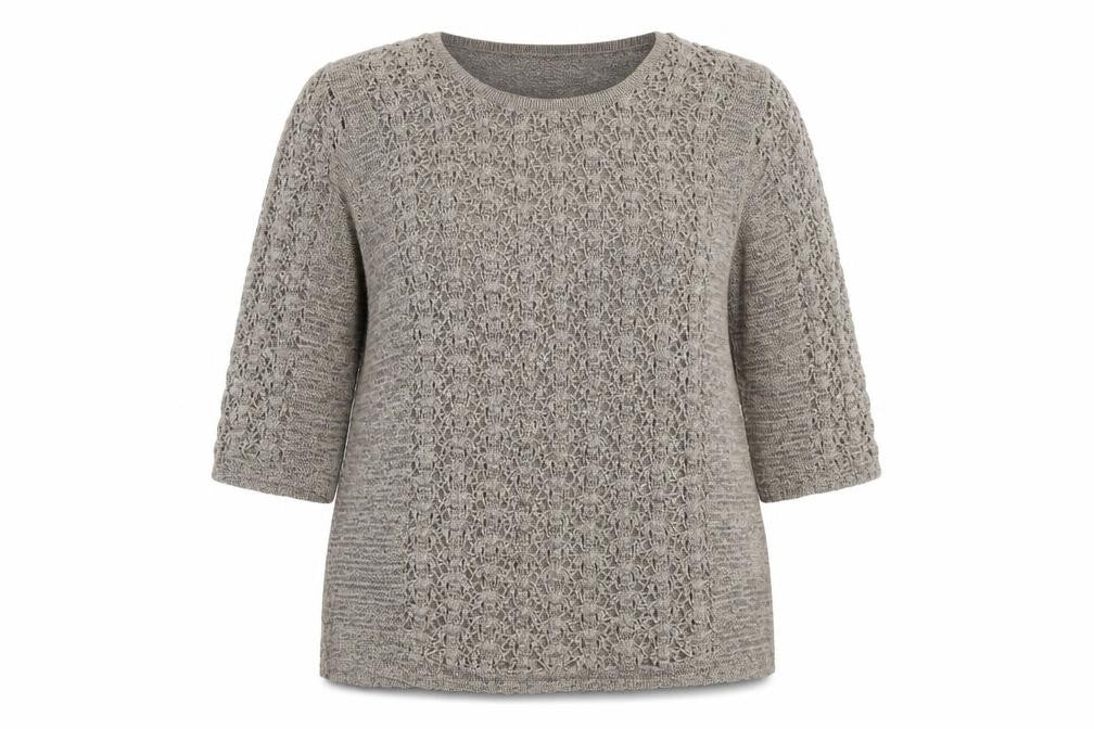 Alessa W Womens Beige  Knit Pullover Jumper Size 20  - open knit detail