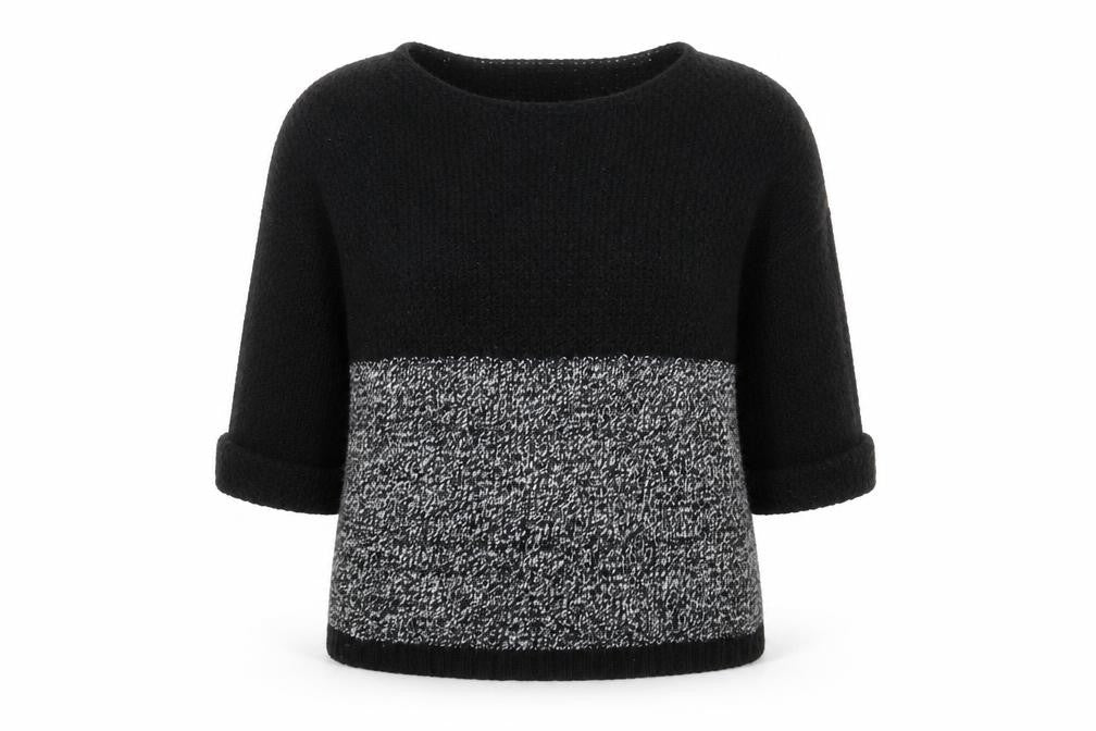 Front view of New Look women’s black knit jumper, size UK 12