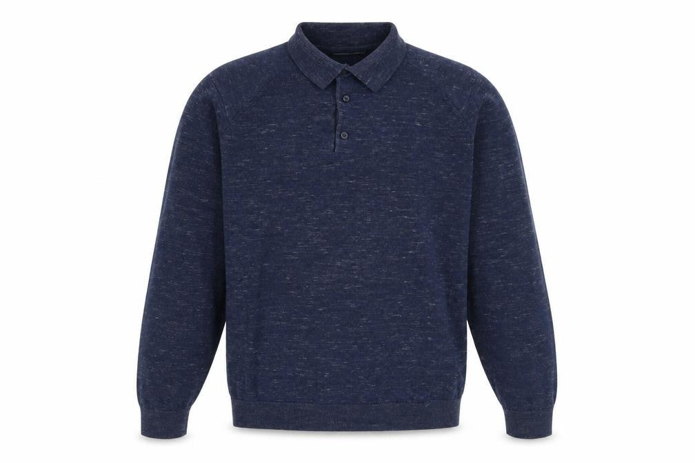 Front view of Marks & Spencer men’s blue jumper, size L