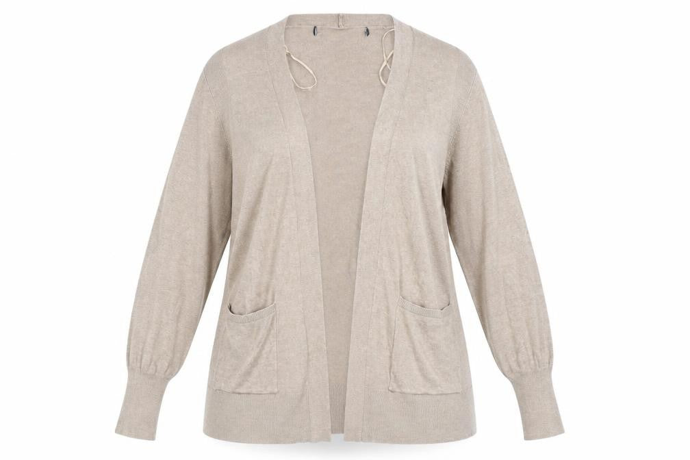 Front view of Marks & Spencer women’s brown cardigan jumper, size M