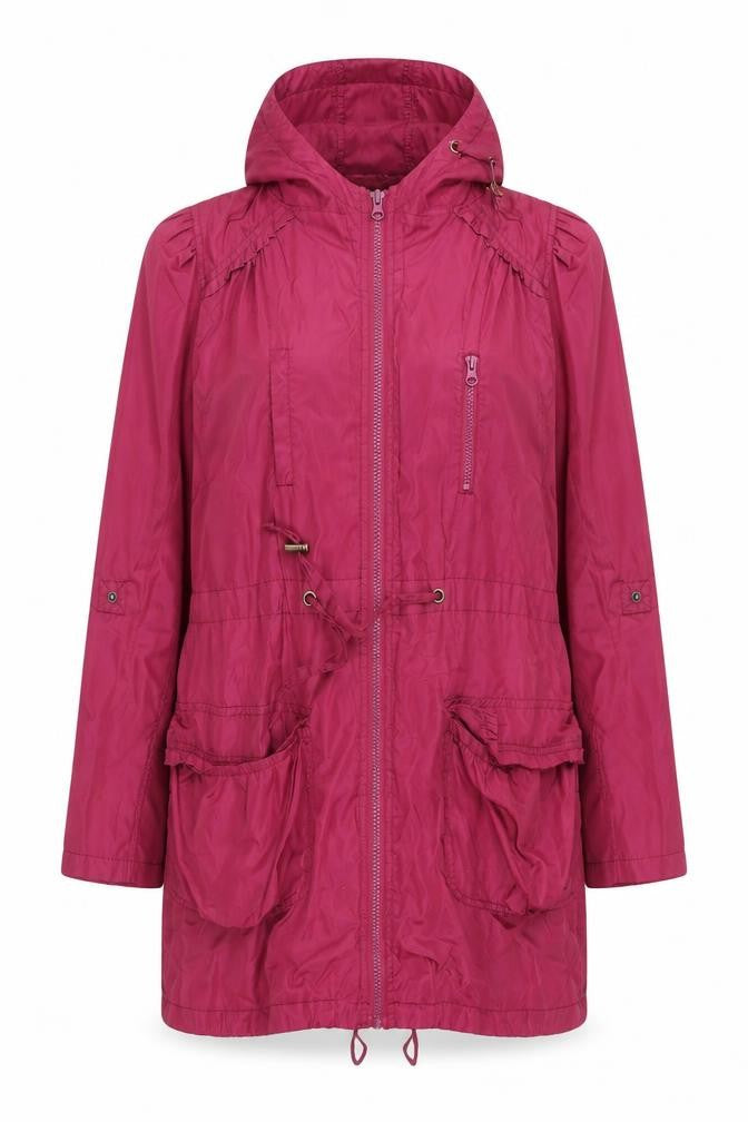 Front view of New Look women’s purple parka coat, size M