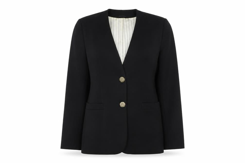Front view of Hamells women’s black jacket suit jacket, size UK 10