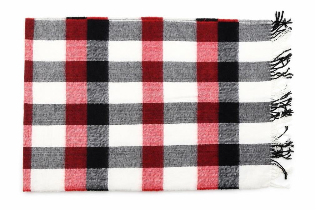 Front view of Miss Selfridge women’s white check shawl/wrap