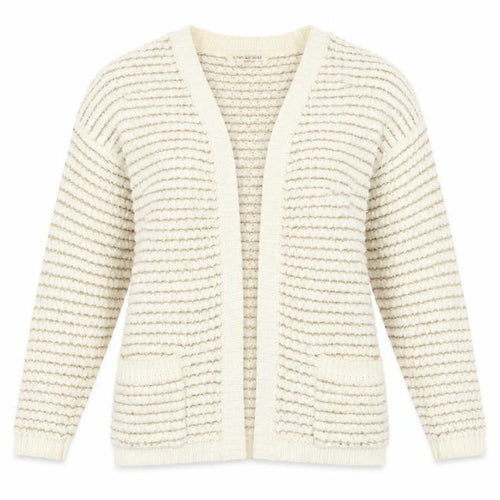 Love Knitwear Womens Beige Striped Knit Cardigan Jumper Size S