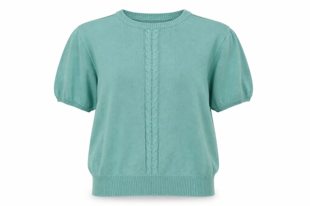 Front view of Compliments women’s green knit jumper, size M
