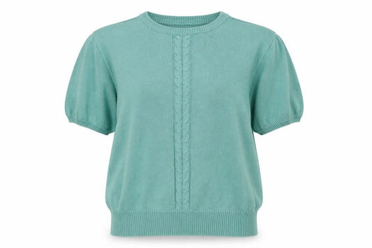 Front view of Compliments women’s green knit jumper, size M