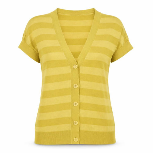 George Womens Yellow Striped Knit Cardigan Jumper Size 12