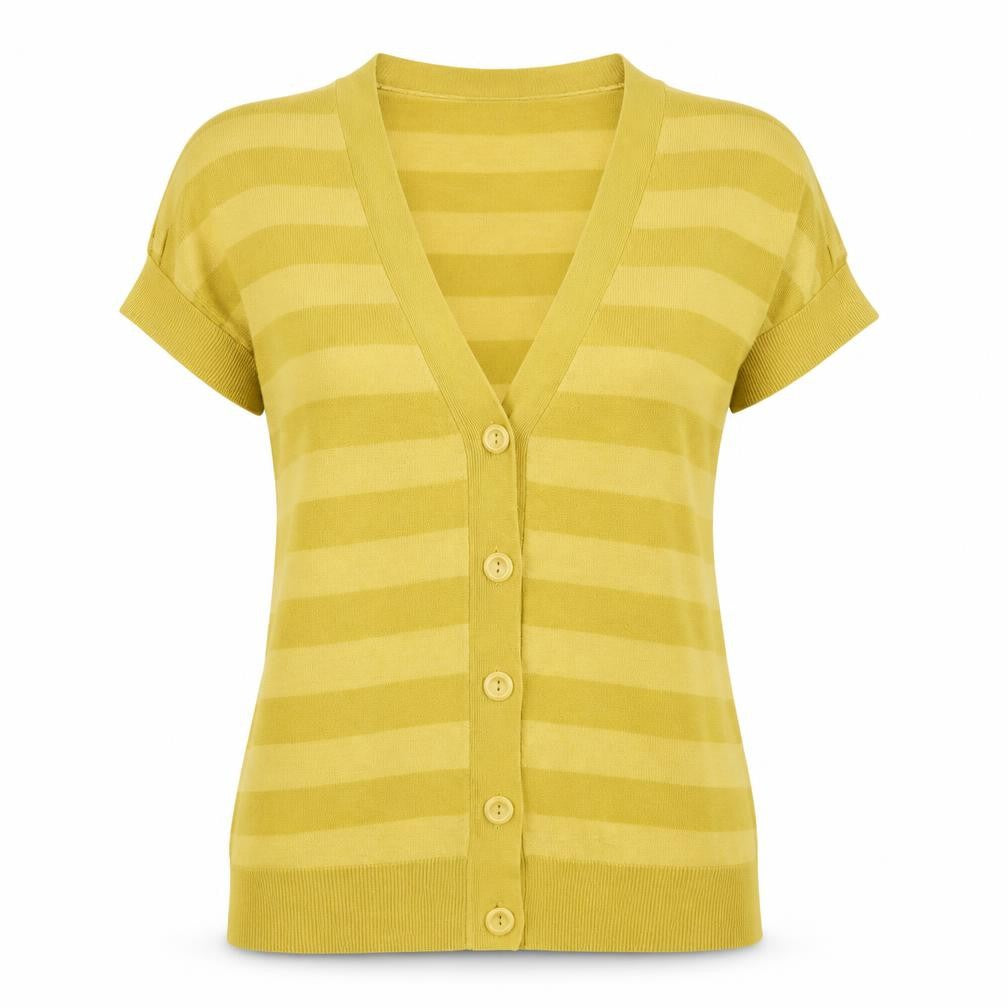 George Womens Yellow Striped Knit Cardigan Jumper Size 12