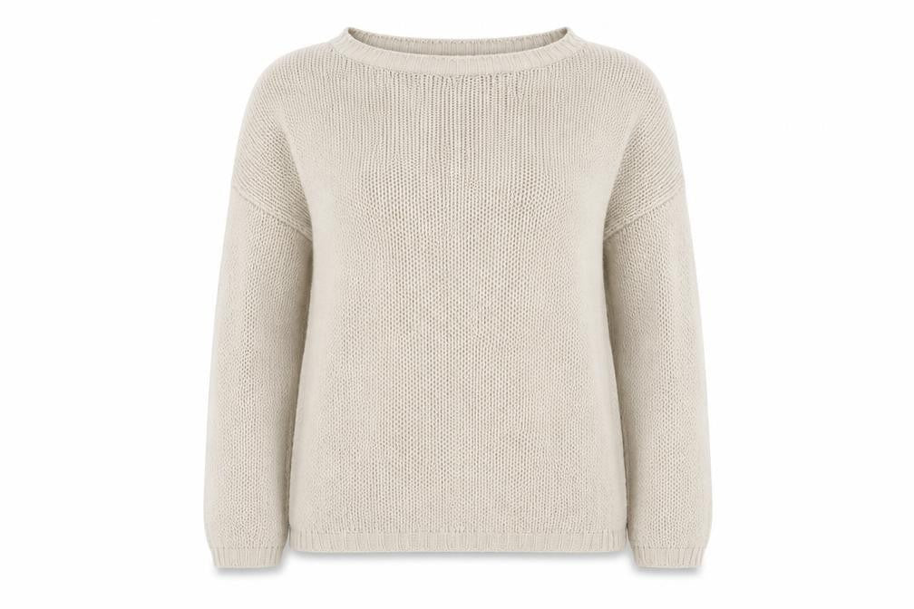 Front view of In the Style women’s beige knit jumper, size UK 16