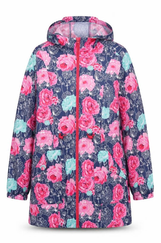 Front view of B. You women’s multicoloured floral anorak jacket, size UK 12