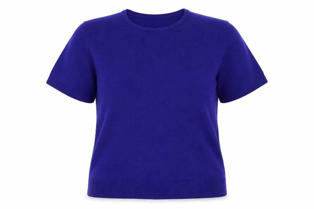 Front view of BHS women’s blue jumper, size UK 14