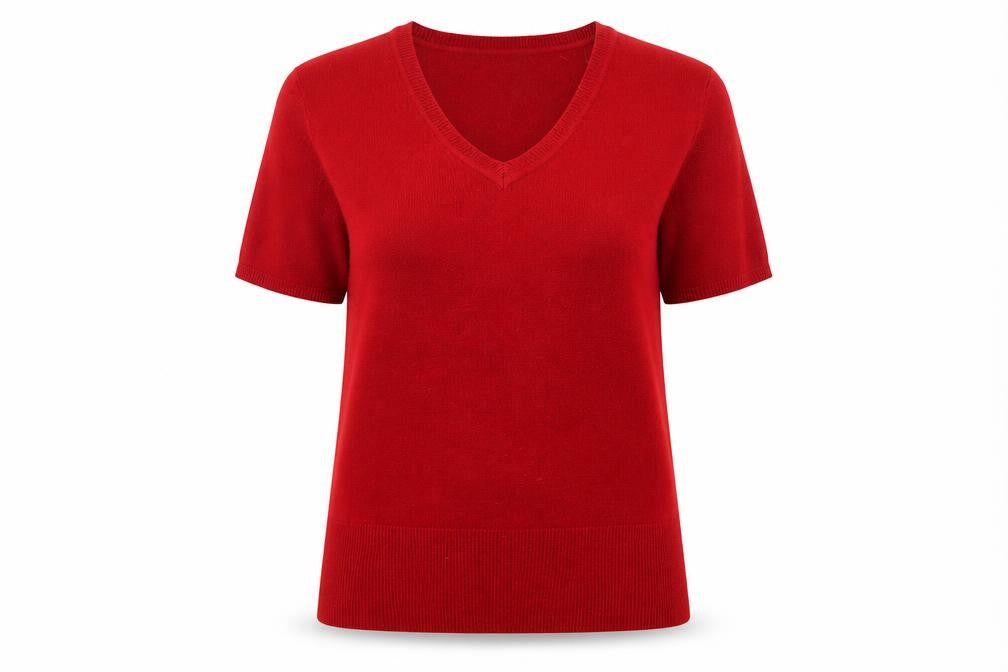 Front view of Key West women’s red jumper, size UK 14