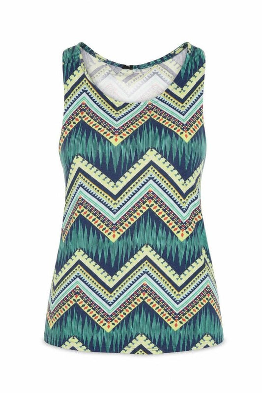 Front view of H&M women’s green geometric basic tank, size XS