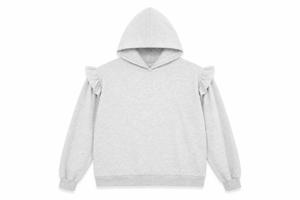 Front view of Primark women’s grey pullover hoodie, size M