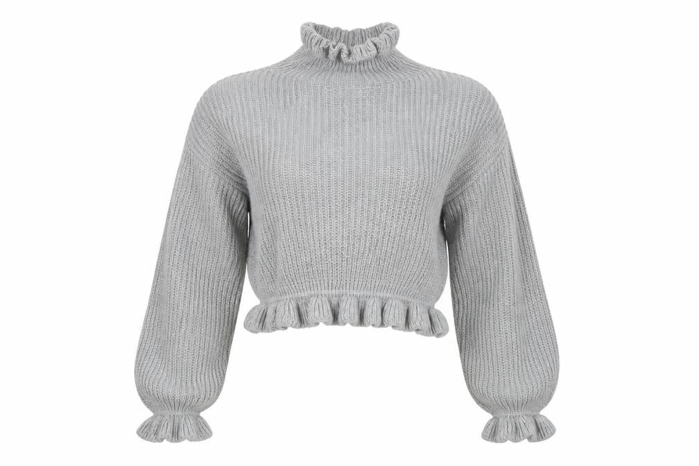 Front view of Preworn women’s grey jumper, size M