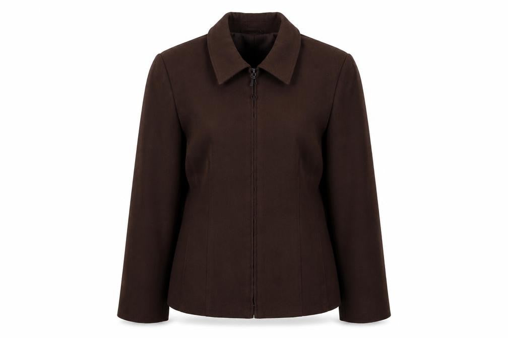 Front view of Bonmarché women’s brown jacket, size UK 14