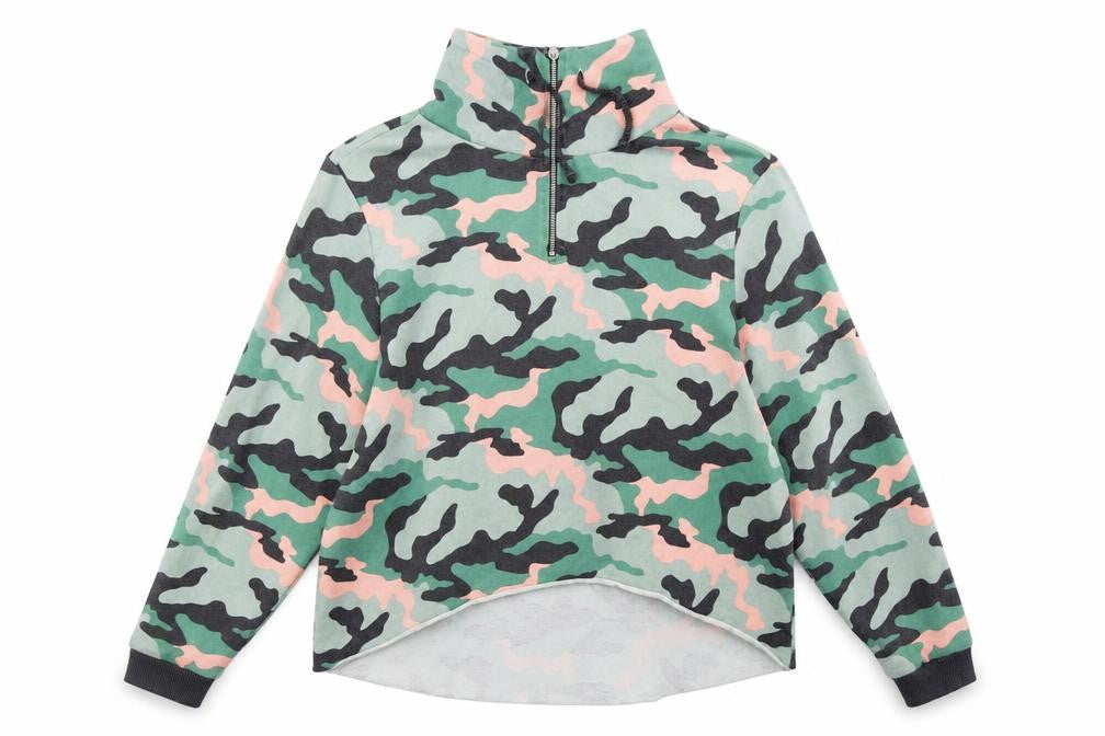 Front view of George women’s multicoloured camouflage jumper, size UK 12