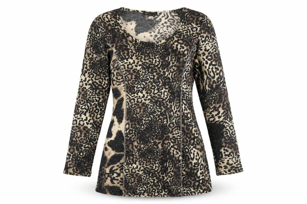 Front view of Next women’s brown animal print jumper dress, size M