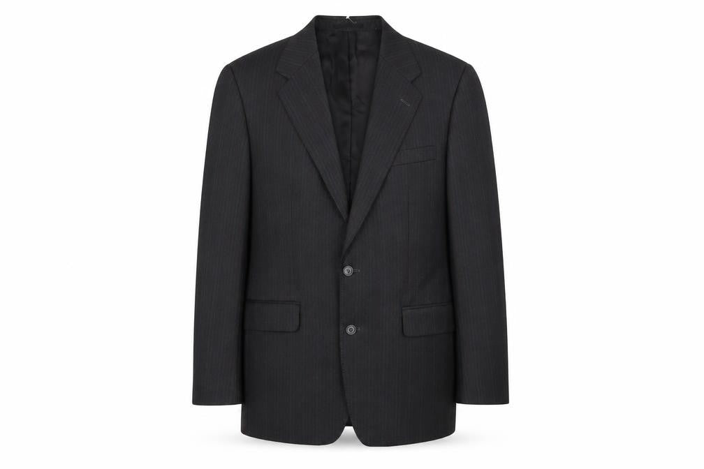 Front view of hewells men’s grey striped jacket suit jacket, size 38