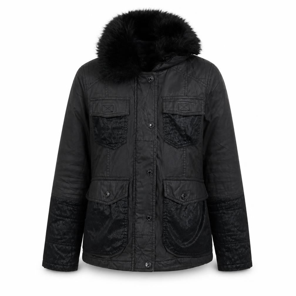 Front view of River Island women’s black jacket, size UK 8